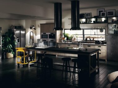 Diesel Social Kitchen - кухня с полуостровом в стиле лофт со встроенными ручками | Scavolini