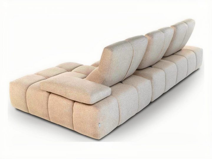 Sommier диван | Calia Italia. Модульная система дивана с механизмами откидных спинок и подлокотников, регулируемыми подголовниками и стеганым дизайном для комфорта и современного стиля.