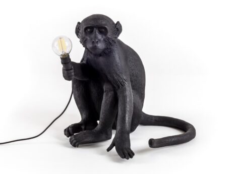 The Monkey Lamp Black Sitting
