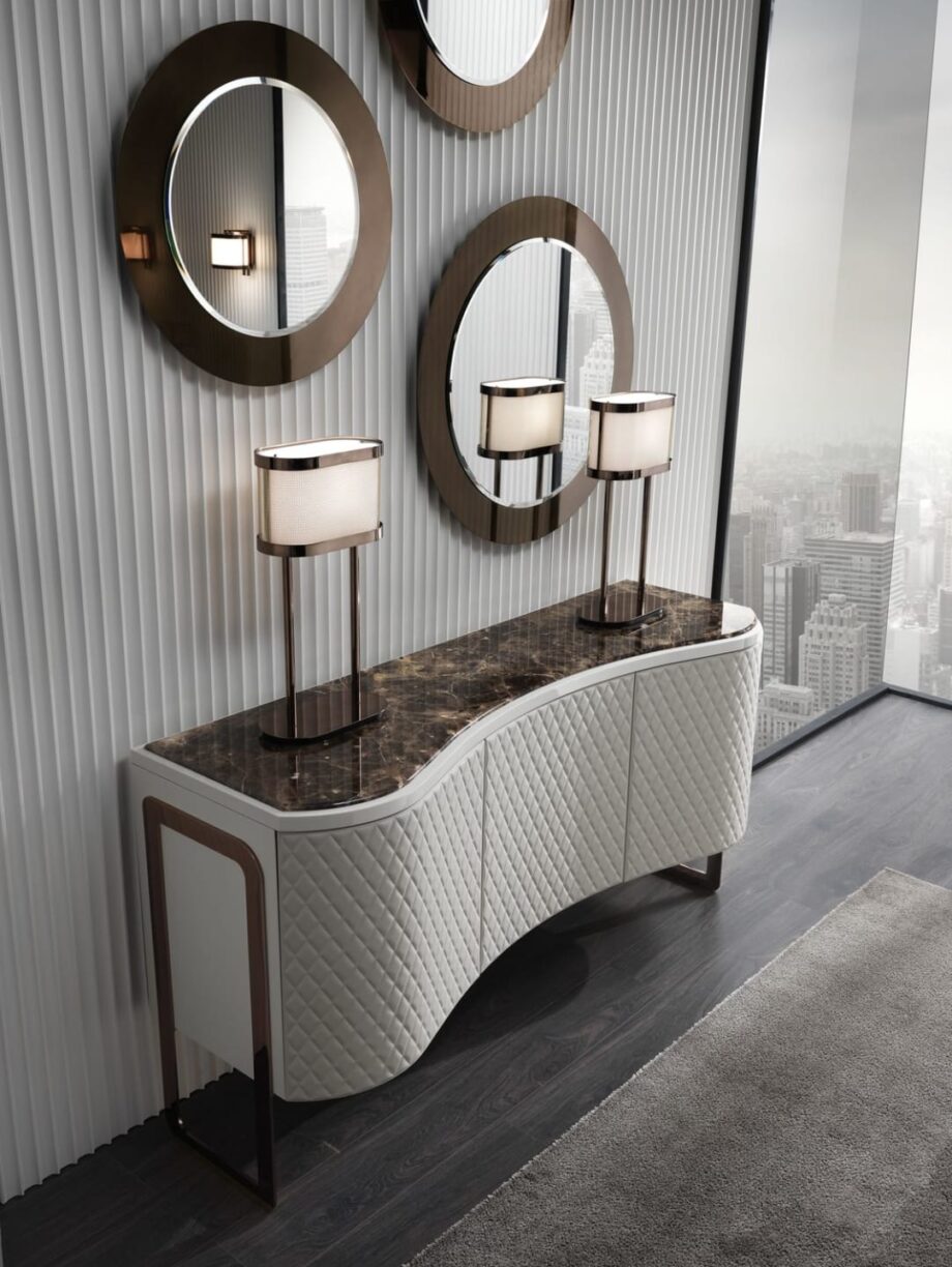 Form комод | DV home. Изысканный буфет в стиле ар-деко с роскошной отделкой, сочетающий изогнутые линии и геометрический узор.