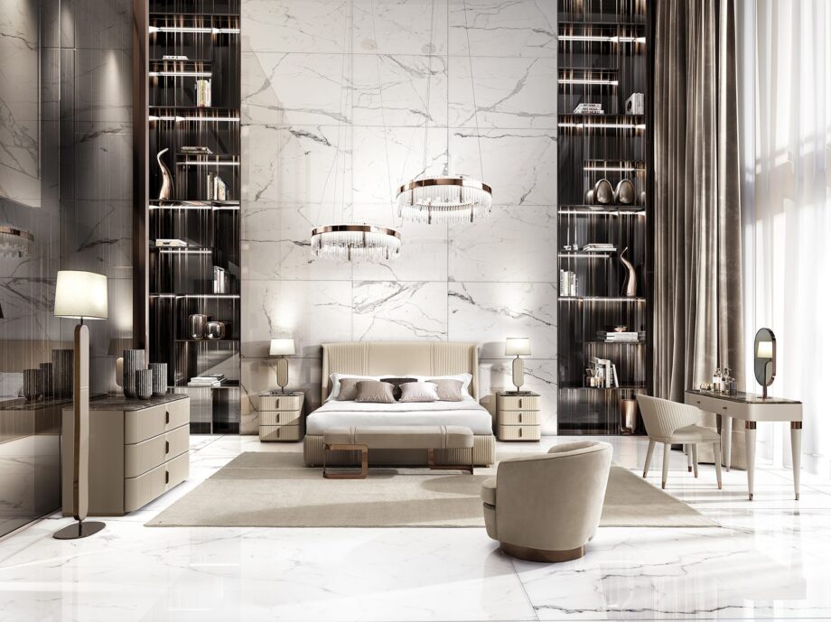 Coco торшер | DV home. Элегантный торшер в стиле ар-деко с роскошной металлической отделкой и уникальными стегаными или рифлеными кожаными панелями.