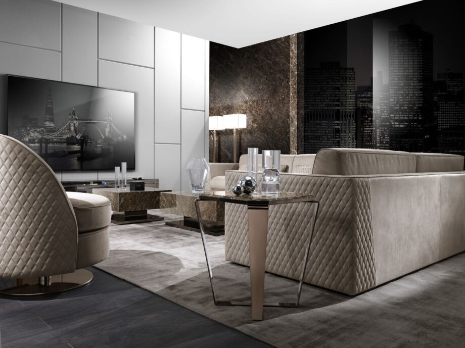 Ritz журнальный стол | DV home. Роскошный журнальный столик ручной работы в стиле ар-деко с эффектной мраморной столешницей и элегантным металлическим основанием.