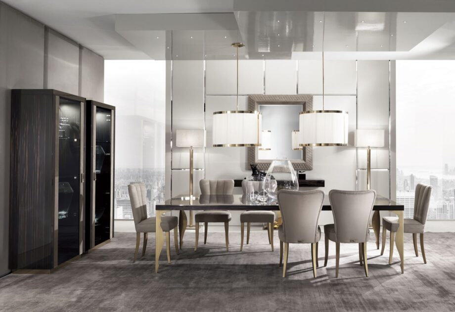 Envy витрина | DV home. Роскошная витрина в стиле ар-деко с подсветкой и полками из закаленного стекла.