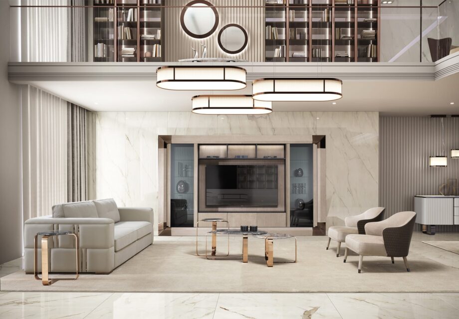 Manhattan витрина | DV home. Роскошный итальянский ТВ-юнит в стиле Ар-деко, с шпоном эбена макассар, кожей, закаленным стеклом и LED-подсветкой.