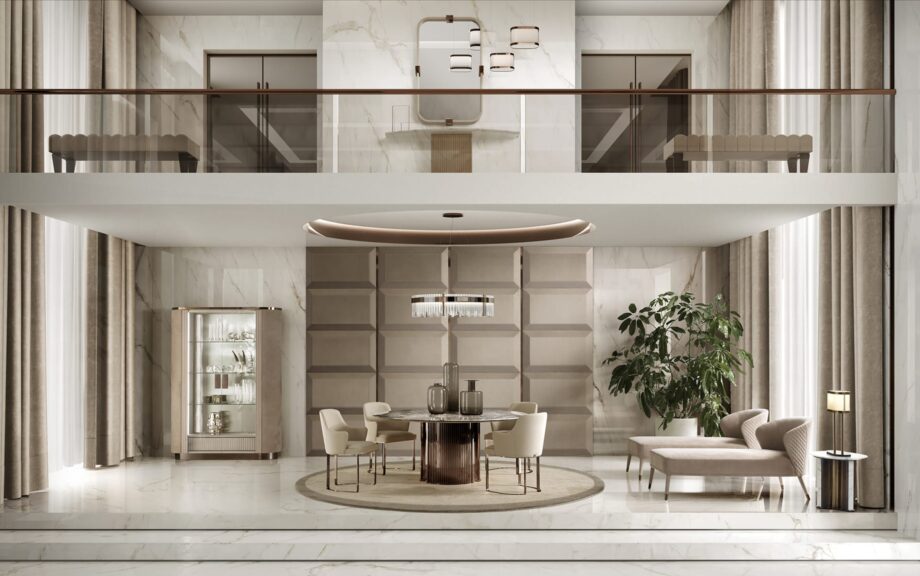 Windsor Round стол | DV home. Изысканный круглый обеденный стол с роскошной основой и выбором столешниц из редкого мрамора или ценного дерева.
