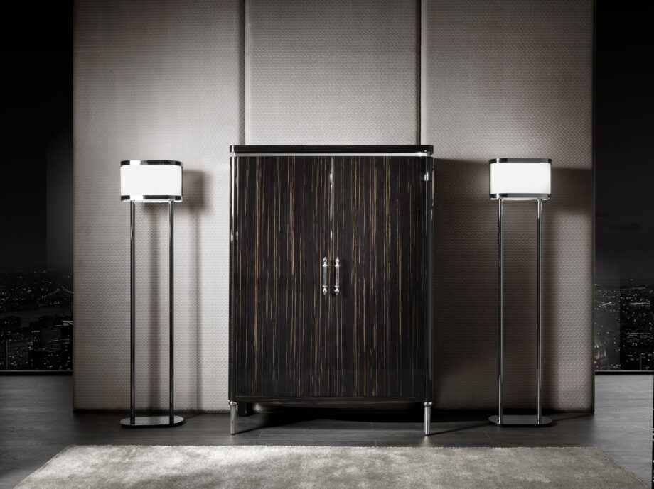 Egoist Bar барный шкаф | DV home. Роскошный барный шкаф в стиле ар-деко со встроенной подсветкой, зеркальной задней стенкой и внутренними ящиками, выполненный из элитных материалов.