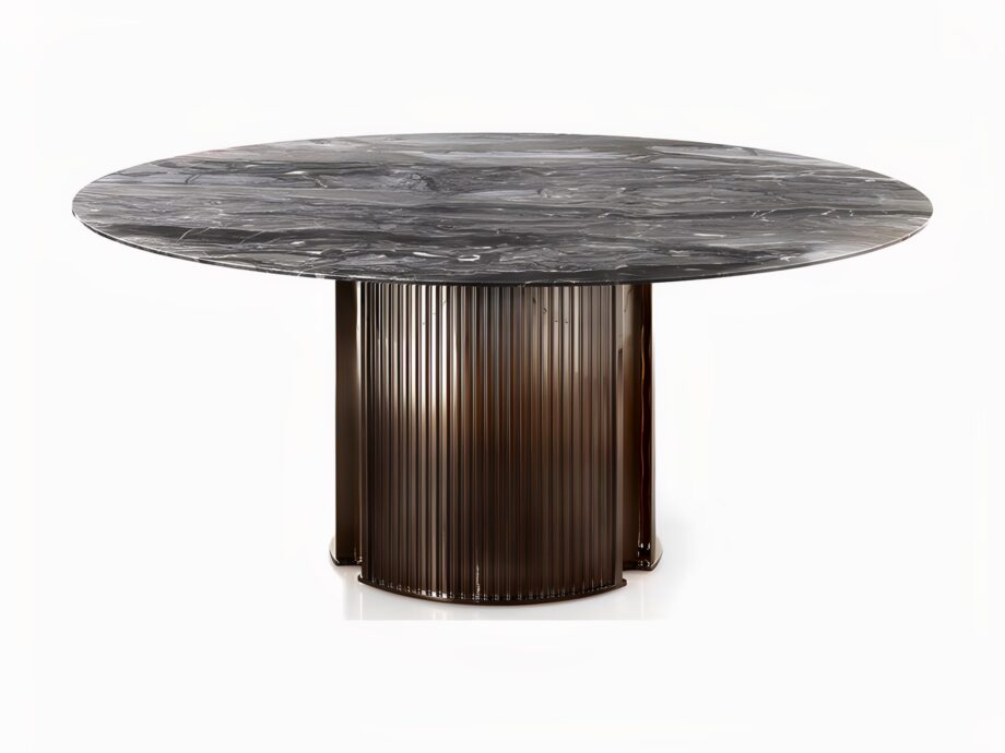 Windsor Round стол | DV home. Изысканный круглый обеденный стол с роскошной основой и выбором столешниц из редкого мрамора или ценного дерева.