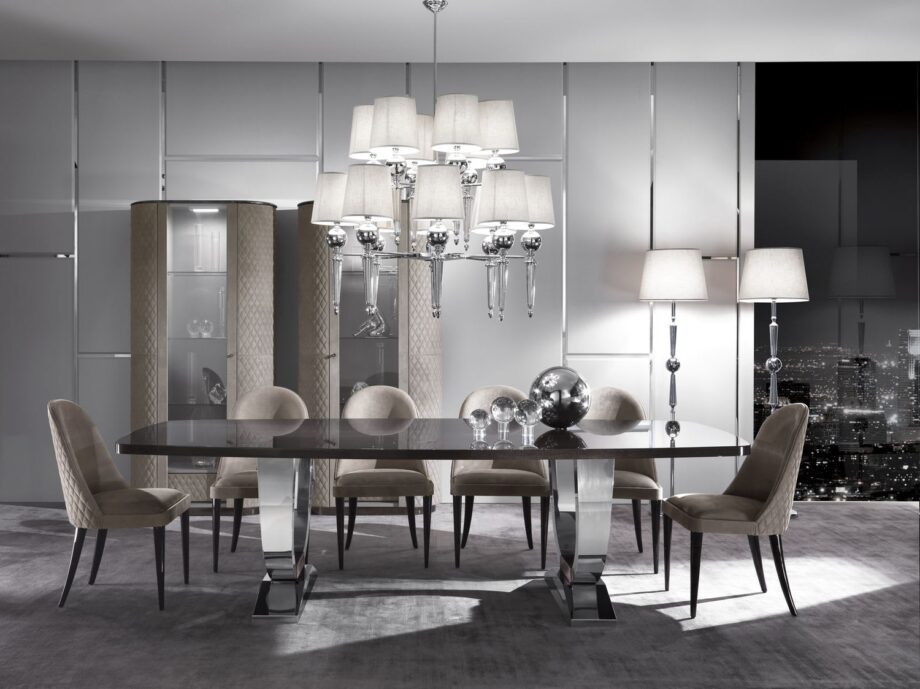 Hermes Suite стол | DV home. Элегантный итальянский стол с роскошной мраморной или лакированной столешницей и стильным металлическим основанием.
