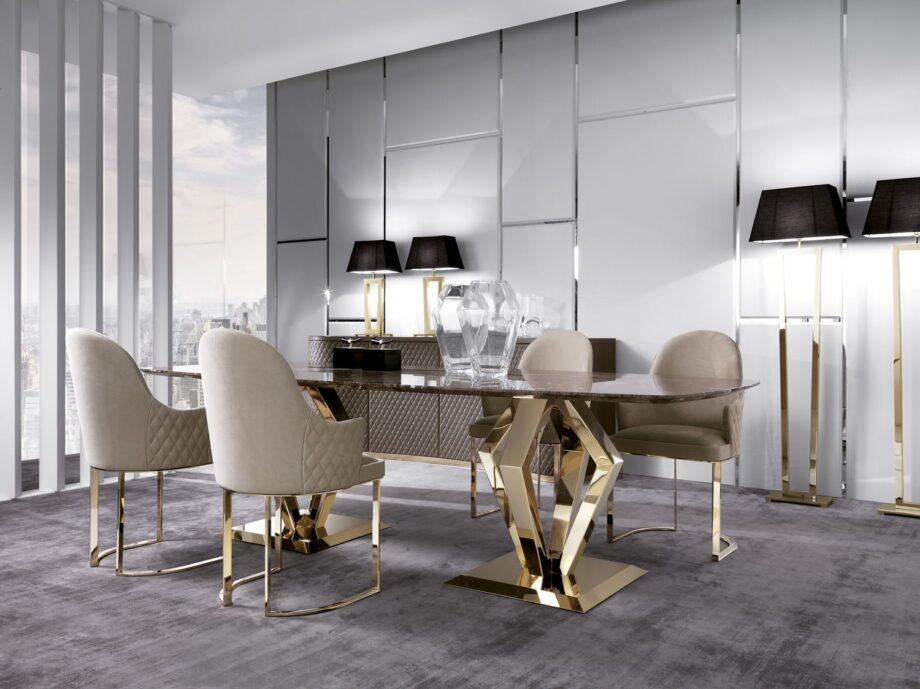 Ritz торшер | DV home. Изысканный торшер в стиле ар-деко с изящным металлическим каркасом и элегантным тканевым абажуром, идеален для роскошных интерьеров.