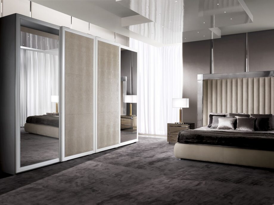 Vogue шкаф | DV home. Элитный шкаф на заказ с сотовой структурой, раздвижными дверями, зеркалами с фацетом и премиальной отделкой.