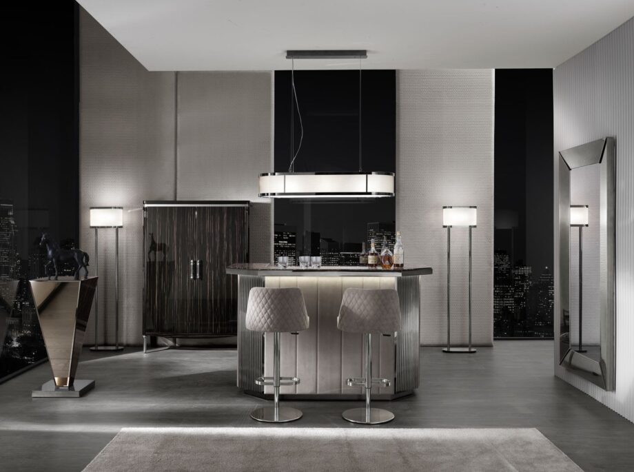 Egoist Bar барный шкаф | DV home. Роскошный барный шкаф в стиле ар-деко со встроенной подсветкой, зеркальной задней стенкой и внутренними ящиками, выполненный из элитных материалов.