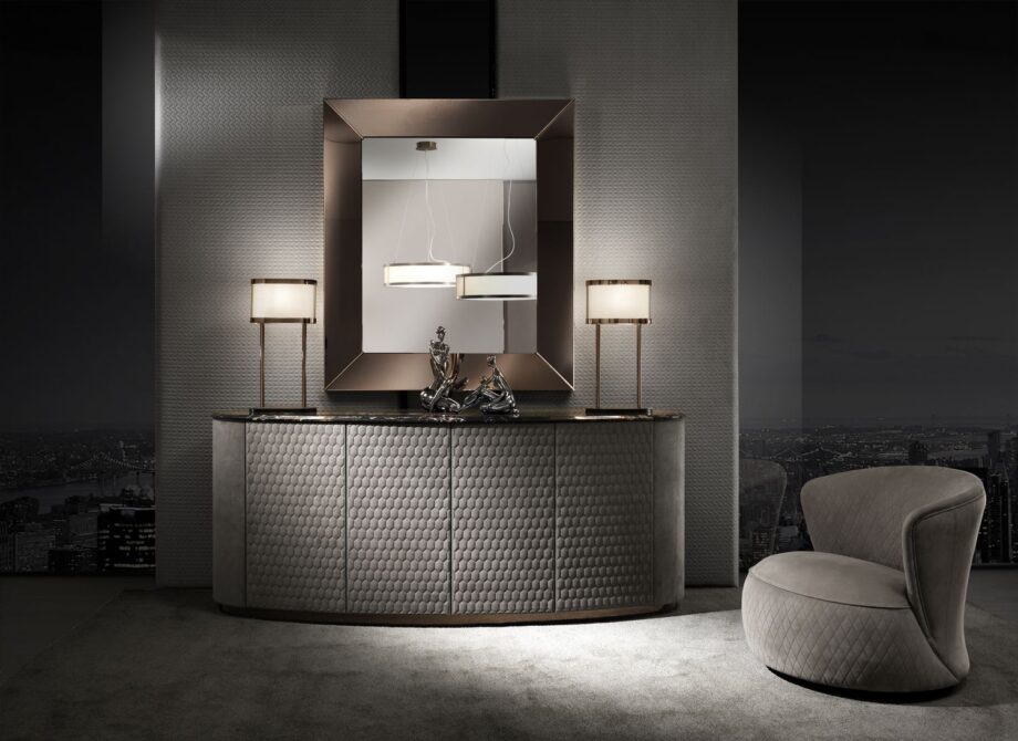 Tiffany зеркало | DV home. Изысканное итальянское зеркало класса люкс с элегантной рамой из нержавеющей стали, доступное в разнообразных утонченных металлических отделках.