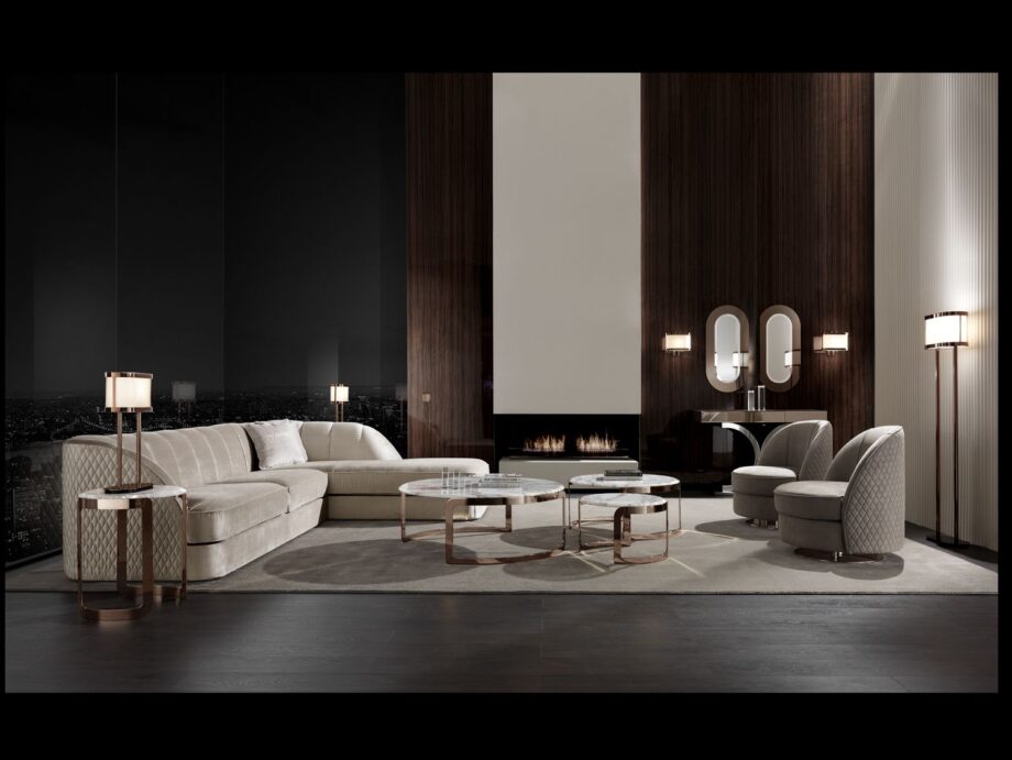 Coco журнальный стол | DV home. Элегантный круглый кофейный столик с металлическим основанием и роскошной мраморной столешницей, ручная работа из Италии.