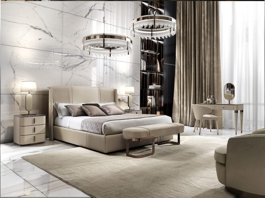 Coco кровать | DV home. Роскошная кровать с высоким мягким изголовьем, воплощение элегантности и комфорта в стиле ар-деко.