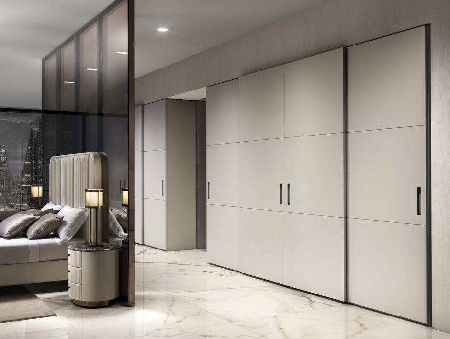 Hollywood кровать | DV home. Изысканная кровать с мягким изголовьем и элегантными металлическими вставками, создающая атмосферу роскоши и комфорта в спальне.